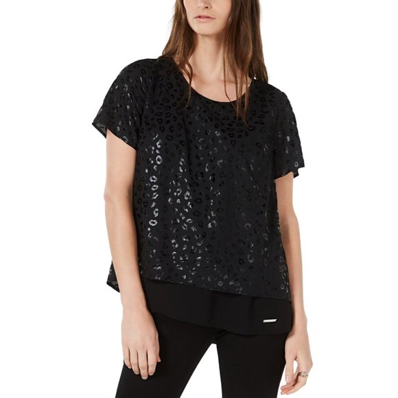 MICHAEL Michael Kors Leopard Print Split-Back Top - Picture 1 of 3